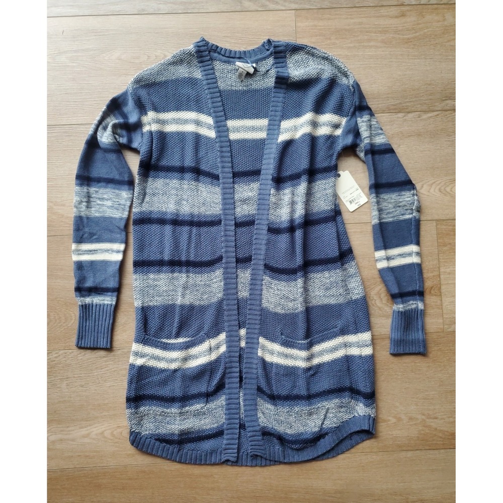 St. John's Bay Women's Striped Open Front Knit Cardigan Sweater Long Sleeve S